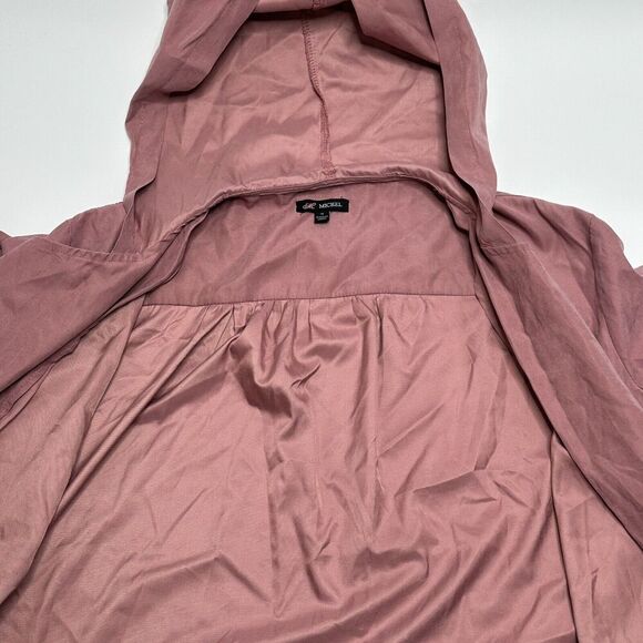 Michel Womens Size S Small Pink Jacket Hood Open Front 3/4 Roll Tab Sleeves Soft - Picture 9 of 9